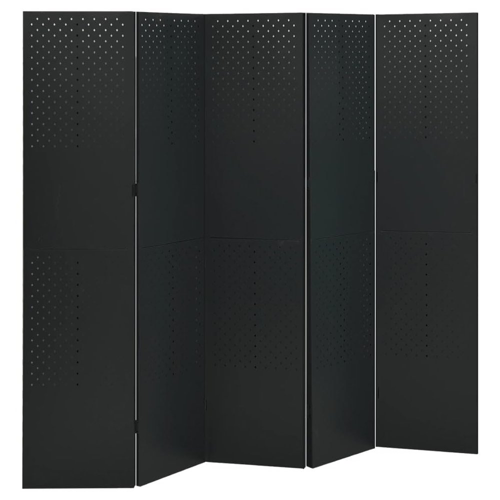 Metal Frame Privacy Screen,Decorative Backdrop,Sunshade,Indoor Temporary Walls,5-Panel Room Divider Black 78.7"x70.9" Steel