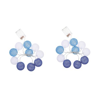 STOBAZA 2pcs Decorative Cotton Ball String Lights Led Indoor Outdoor Festival Decor for Christmas Party Wedding and Bedroom Decoration Battery Operated