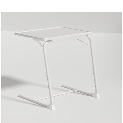 Generic Z&W Adjustable TV Tray Table-Dinner Tray on Bed & Sofa, Comfortable Folding Table with 6 Height & 3 Tilt Angle,w/Cup Holder, Eating on Couch, Laptop,Black White (White)