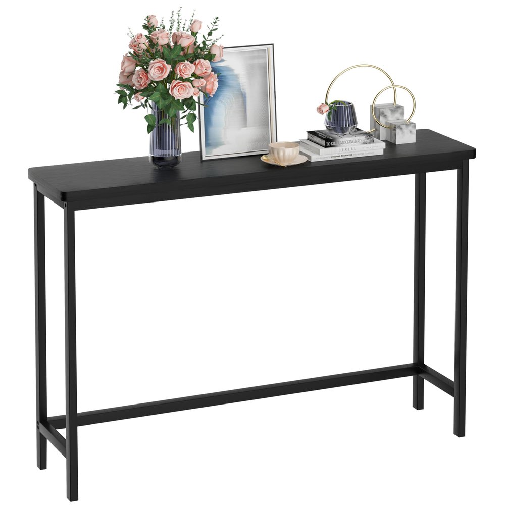 VASMIA Console Table, Entryway Table, Narrow Sofa Table, 39" Bamboo Hallway Table for Entryway, Living Room, Bedroom, Foyer, Black