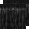 Thicken Black Streamers 4 Pack 3.2 x 8.2 FT, Black Tinsel Backdrop Curtains, Foil Fringe Photo Backdrop for New Years, Halloween, Retirement, Bachelor Party Decorations, Birthday Decorations for Men view 1