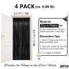 Thicken Black Streamers 4 Pack 3.2 x 8.2 FT, Black Tinsel Backdrop Curtains, Foil Fringe Photo Backdrop for New Years, Halloween, Retirement, Bachelor Party Decorations, Birthday Decorations for Men view 2