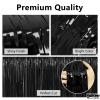 Thicken Black Streamers 4 Pack 3.2 x 8.2 FT, Black Tinsel Backdrop Curtains, Foil Fringe Photo Backdrop for New Years, Halloween, Retirement, Bachelor Party Decorations, Birthday Decorations for Men view 3