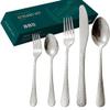 GOODJAYVEN Silverware Flatware Set, 20 Piece Patterned Stainless Steel Cutlery Steak Knife, Fork And Spoon Set (Color : Silver, Size : 20Pcs) view 1
