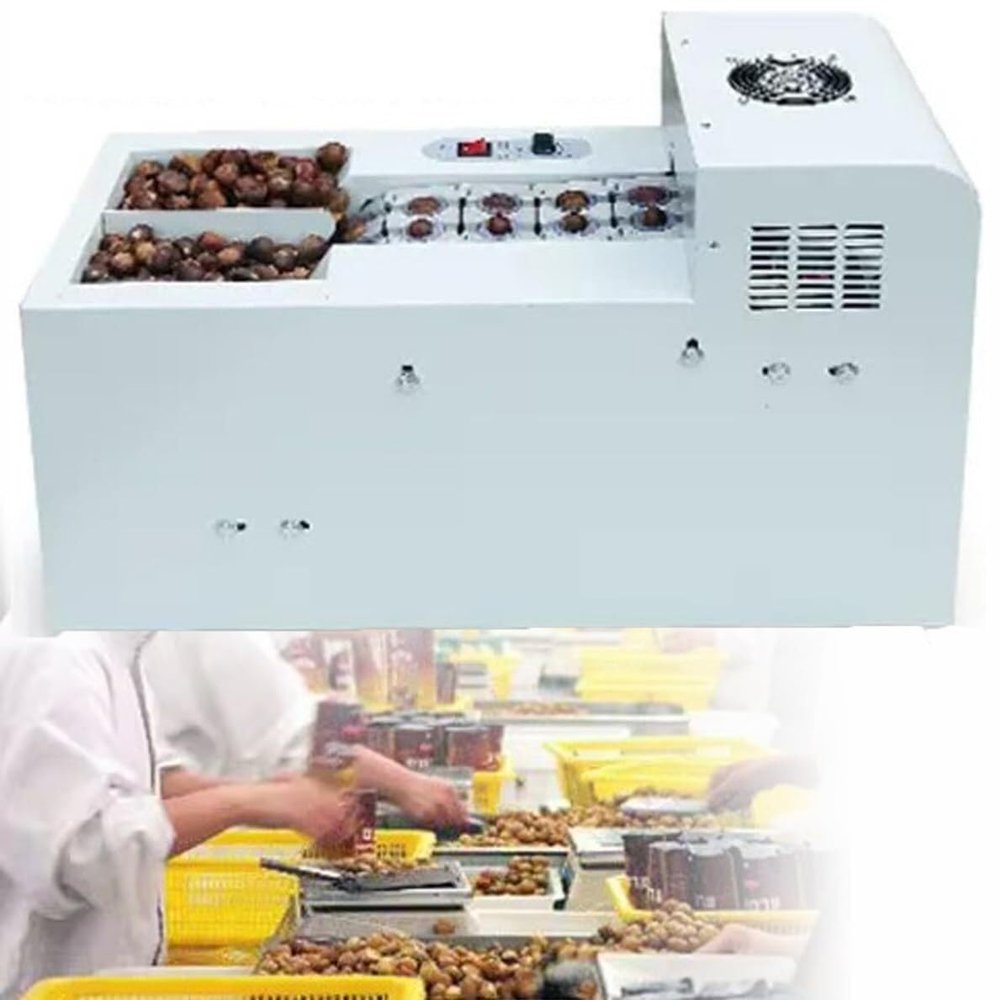 Automatic Chestnut Cutting Machine,Commercial Chestnut Shelling and Opening Machine, Electric Chestnut Cracker Machine, High Efficiency and Easy to Use Suitable for Many Sizes(Doublechainplate)