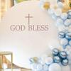 VANGNING God Bless Baptism Wall Decal for Balloon Arch - Baptism Party Backdrop Sticker,First Communion Party Decorations Wall Decal (God Bless Decal) view 1