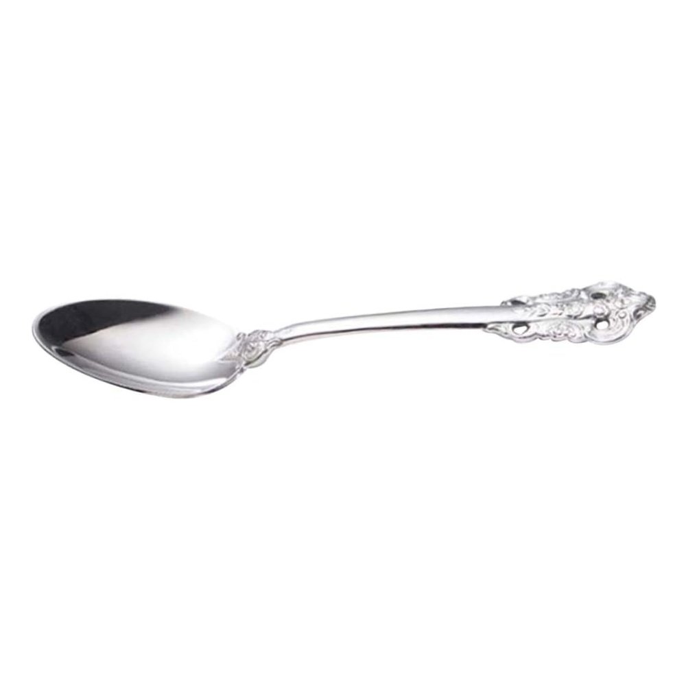 Ciieeo 1pc Stainless Steel Classical Embossed Western Tableware Elegant Tea Spoon for Home Restaurant Hotel Use Fine Craftsmanship Food-grade Material for Serving