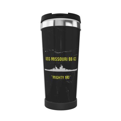 bsapp USS Missouri Bb-63 Insulated Tumbler 13 oz Stainless Steel Vacuum Coffee Mug, Black