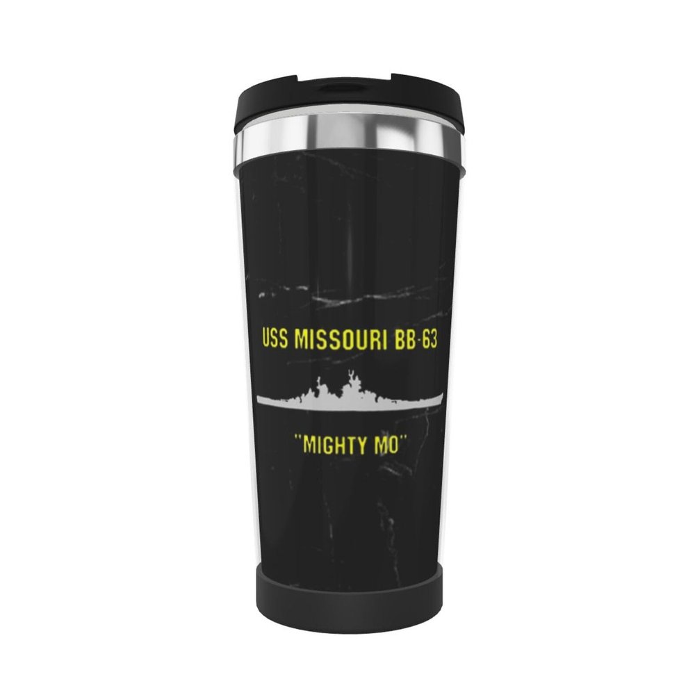 bsapp USS Missouri Bb-63 Insulated Tumbler 13 oz Stainless Steel Vacuum Coffee Mug, Black