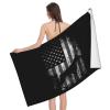 bsapp Doberman Pinscher American Flag Beach Towel Super Large Quick-Drying Absorbent Bath Towel, White view 1