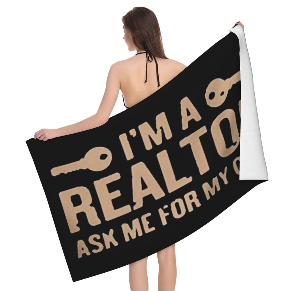 bsapp I'm A Realtor Beach Towel Super Large Quick-Drying Absorbent Bath Towel, White