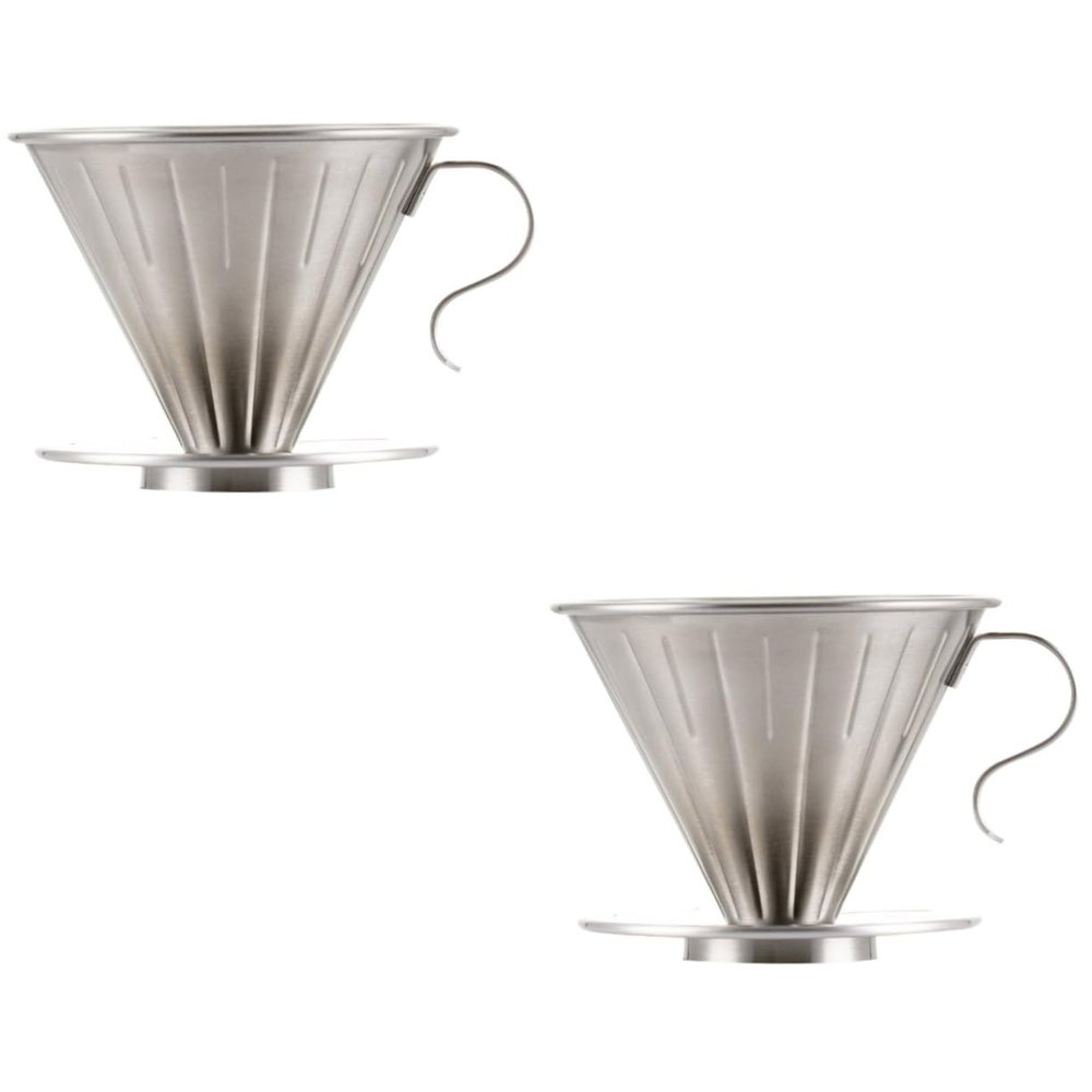 MAGICLULU 2pcs Stainless Dripper Stand for Cups Reusable Filter for Easy Brewing Design for Home Travel Use