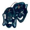 Greek Theater Masks,Tragedy and Comedy,Relief Terracotta, Blue Patina Wall Decor 18x14cm view 2