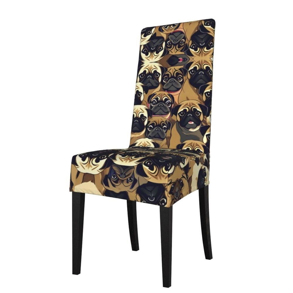 berbo Many Pug Dog Universal Dining Room Chair Covers  Water-Resistant Protection Covers for Chairs, Perfect for Home & Event Decorations