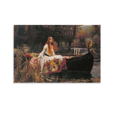 HomeLoft Basics The Lady of Shalott by John William Waterhouse Painting On Canvas Wall Art Poster Scroll Picture Print Living Room Walls Decor Home Posters 12x18inch(30x45cm), Unframe-style