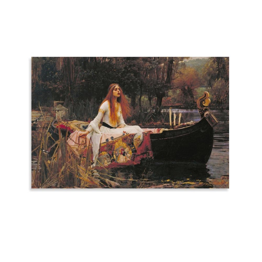 HomeLoft Basics The Lady of Shalott by John William Waterhouse Painting On Canvas Wall Art Poster Scroll Picture Print Living Room Walls Decor Home Posters 12x18inch(30x45cm), Unframe-style