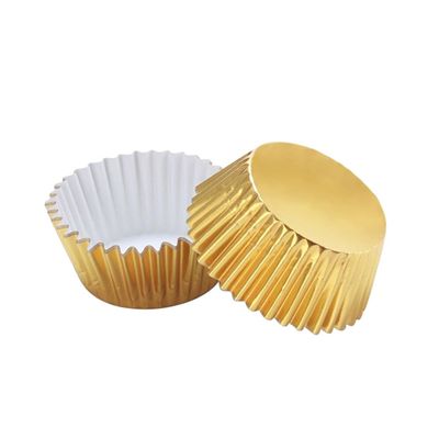 COLLBATH 100pcs Thick Aluminum Foil Cupcake Liners Greaseproof Mini Cake Muffin Molds for Parties Weddings and Celebrations Elegant Light Gold