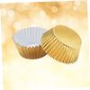 COLLBATH 100pcs Thick Aluminum Foil Cupcake Liners Greaseproof Mini Cake Muffin Molds for Parties Weddings and Celebrations Elegant Light Gold view 2