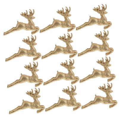 LIFKICH 12pcs Glittering Hollow Deer Christmas Tree Topper Treetop Decor for Festive Home Parties and Holiday Celebrations