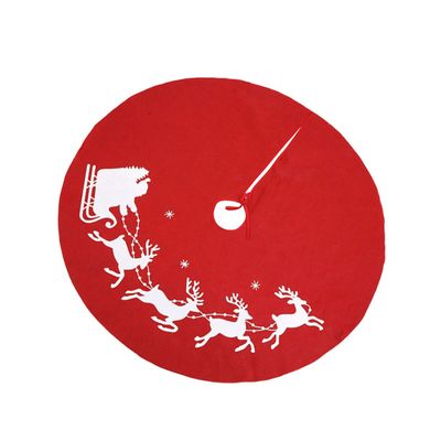 LIFKICH Elk Pattern Christmas Tree Skirt Decorative Faux Fur Tree Carpet Xmas Decor for Indoor