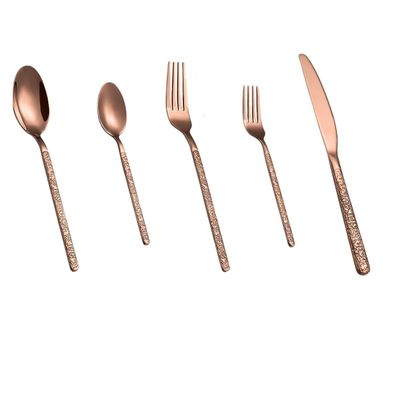 WHIERGGIN Silverware Set, 5/20/30/40 Pieces Stainless Steel Tableware Set Three-dimensional Embossed Golden Knife, Fork And Spoon Home Hotel Steak Knife (Color : Rose gold, Size : 6Set-30Pcs)