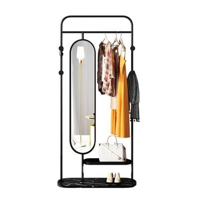Full Body Mirror Household light luxury full-length mirror multi-functional clothes hanger mirror integrated modern simple dressing mirror clothing store fitting mirror Floor Mirror ( Color : Black2-1