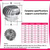 FENGZEQUAN Turbine Ventilator,Rotating Chimney Cowl,Steel Rotating Chimney Cowl Cap Spinner Anti-Downdraught Pipefitter,for Houses Factory Attic Farm Rotating Chimney Cowl Cap (Size : 160mm/6.3in) view 2