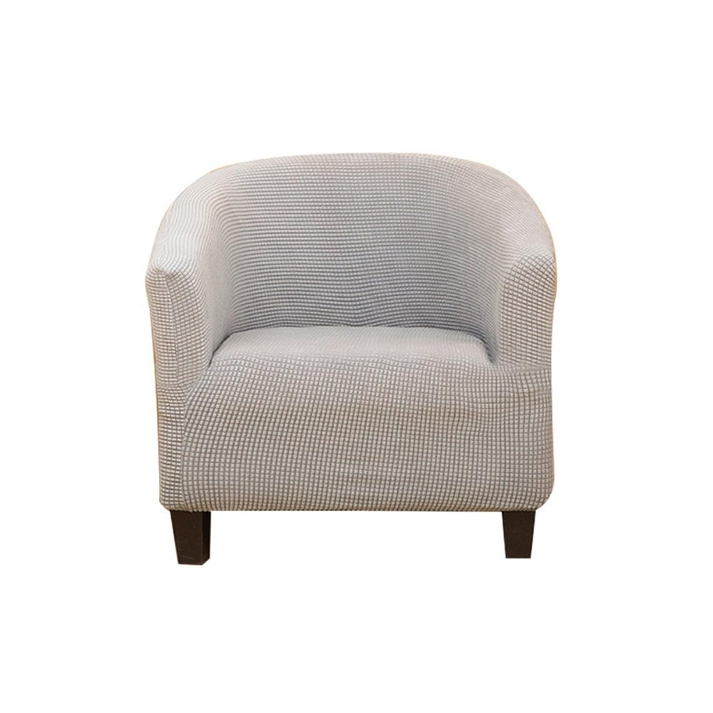 BNZCZY U-Shaped Elastic All-Inclusive Couch Cover,Single Round Sofa Cover,for All Seasons,Solid Color Chair Cover,High Elasticity Couch Protector(Color:Light Gray)