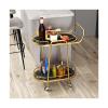 Bar Cart 2 Tier Bar Cart Kitchen Cart on Wheels, Modern Portable Coffee Cart Table for Home, Utility Mobile Serving Cart Bar Serving Cart (Size : Black) view 1