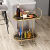 Bar Cart 2 Tier Bar Cart Kitchen Cart on Wheels, Modern Portable Coffee Cart Table for Home, Utility Mobile Serving Cart Bar Serving Cart (Size : Black) view 3