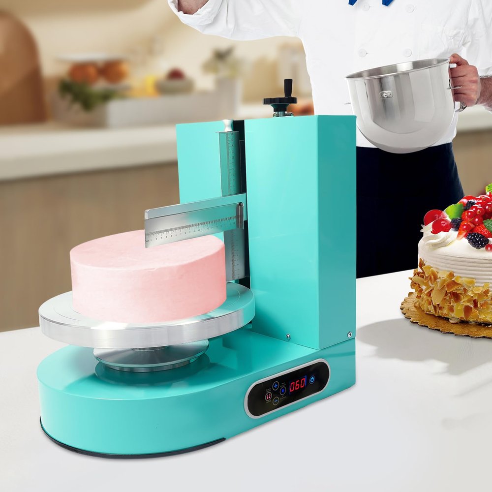 Cake Decorating Machine, Electric Cake Icing Machine Automatic Cake Frosting Machine Adjustable Butter Cake Scraper Professional Cake Decorating Tools for 4-12 inch Cakes (Green)