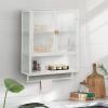 Fulvari Wall-Mounted Double Glass Door Cabinet,Bathroom Storage Cabinet with Detachable Shelves, Versatile Kitchen Pantry Sideboard for Kitchen Laundry Office and Dining Room White Style 3 view 1