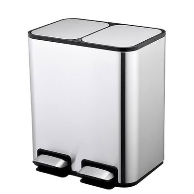 Trash Can Garbage Can Garbage Bin Pedal Bin with Lid, Dual Sections Rectangular Kitchen Step Trash Can, Stainless Steel Garbage Can Rubbish Bin Bathroom Kitchen Trash Can (Color : A, Size : 24L)