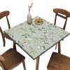 AngelSept Green LeavesElastic Edge Square Fitted Tablecloth, Bird Polyester Table Cloth, for Indoor Outdoor Kitchen Home Party Dinner Patio, Fit for 48" x 48"Square Table view 1