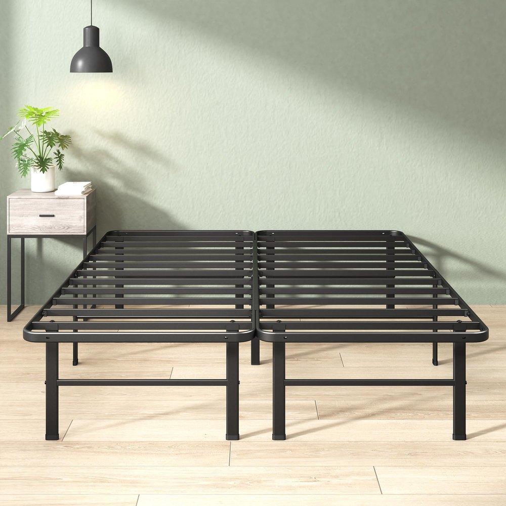 Zinus Rumi 14in Queen Metal Bed Frame, Quick Assembly SmartBase Mattress Foundation, Heavy Duty Sturdy Steel with No Box Spring Needed, Eco-Friendly Packaging, Black