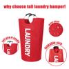 Twira 90L Large Laundry Basket, Laundry Hamper Stands Up Well, Laundry Bag with Padded Handles, Waterproof Clothes Bin Collapsible, Clothes Hamper for Bathroom, Laundry, College (Red) view 3