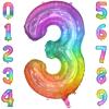 PatiCool 40 Inch Rainbow Number Balloon 3, Large Number Foil Balloons Mylar for Girl Boy Birthday Party Celebration Decorations Supplies, Digital Balloons for Wedding Anniversary Events Decorations view 1