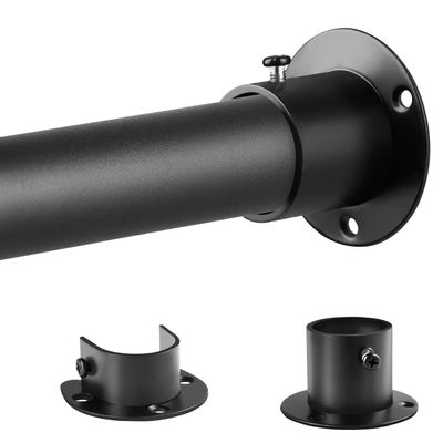 Closet Rods for Hanging Clothes, 1.3 Inch Diameter Heavy Duty Closet Rod 17-75 Inch Adjustable Clothes Hanging Bar Metal Black Shower Curtain Rods for Closet, Wardrobes, Bathroom, Windows