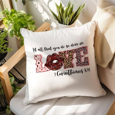 Guangpat Valentine's Day Pillow Covers 24x24in Let All That You Do Be Down Love Pillow Case Cushion Cover Valentines Throw Pillow Romantic Decor 14 February Gift for Her