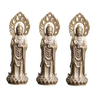 Kisangel 3pcs Vintage Yin Figurine Antique Buddha Statue for Decor Creative Adornment for Spiritual Atmosphere for Housewarming and Meditation