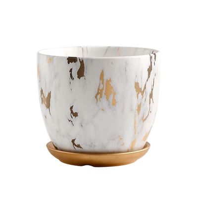 CHICKEN Indoor Flower Pot Modern Simple Nordic Style Ceramic Flower Pot Marble Pattern Literary Flower Pot Balcony Succulent Breeding Pot Outdoor Flower Pot (Size : Small)