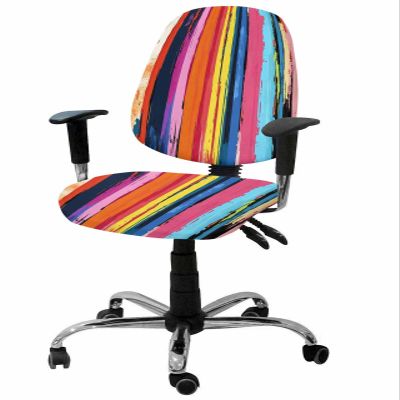 Abstract Rainbow Office Chair Cover Stretchable Computer Chair Seat Cover Backrest Slipcovers, Stretchable Rotating Desk Chair Seat Cushion Split Protectors Modern Multicolor Tainted Ink Art
