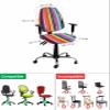 Abstract Rainbow Office Chair Cover Stretchable Computer Chair Seat Cover Backrest Slipcovers, Stretchable Rotating Desk Chair Seat Cushion Split Protectors Modern Multicolor Tainted Ink Art view 4