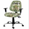 St. Patrick's Day Office Chair Cover Stretchable Computer Chair Seat Cover Backrest Slipcovers, Stretchable Rotating Desk Chair Seat Cushion Split Protectors Green Retro Black Plaid Gnomes Daisy view 1