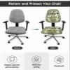 St. Patrick's Day Office Chair Cover Stretchable Computer Chair Seat Cover Backrest Slipcovers, Stretchable Rotating Desk Chair Seat Cushion Split Protectors Green Retro Black Plaid Gnomes Daisy view 2