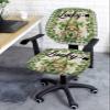 St. Patrick's Day Office Chair Cover Stretchable Computer Chair Seat Cover Backrest Slipcovers, Stretchable Rotating Desk Chair Seat Cushion Split Protectors Green Retro Black Plaid Gnomes Daisy view 3