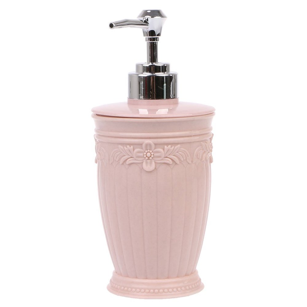 Ldbuejiaja 400ml Empty Carved Flower Dispenser Bottle Shampoo Soap Shower Container Soap Dispenser Replacement Plastic Soap, Pink