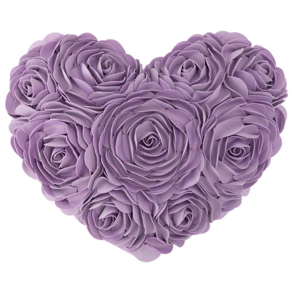 JWH Valentine's Day Throw Pillow Covers Decorative Flower Accent Pillow Cases Heart Shaped Cushion for Couch Living Room Bed Chair 14 x 16 Inches Purple Lilac