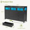 Alohappy 9 Drawers Dresser for Bedroom, Black Dresser with LED Lights and Charging Station, Dressers Chest of Drawers with 3 Visual Drawers, Modern Wood Dresser for Bedroom, Living Room Closet Hallway view 2