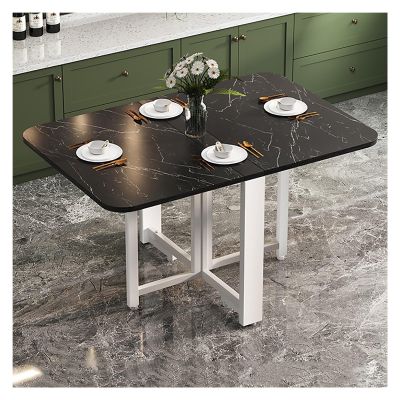 Folding Dining Table with Modern, Foldable Multipurpose Dining Table, Table Drop Leaf Dining Table with Legs, Solid Wooden Foldable Kitchen Table, Space Saving, for Dining Room Kitchen Living Room (C